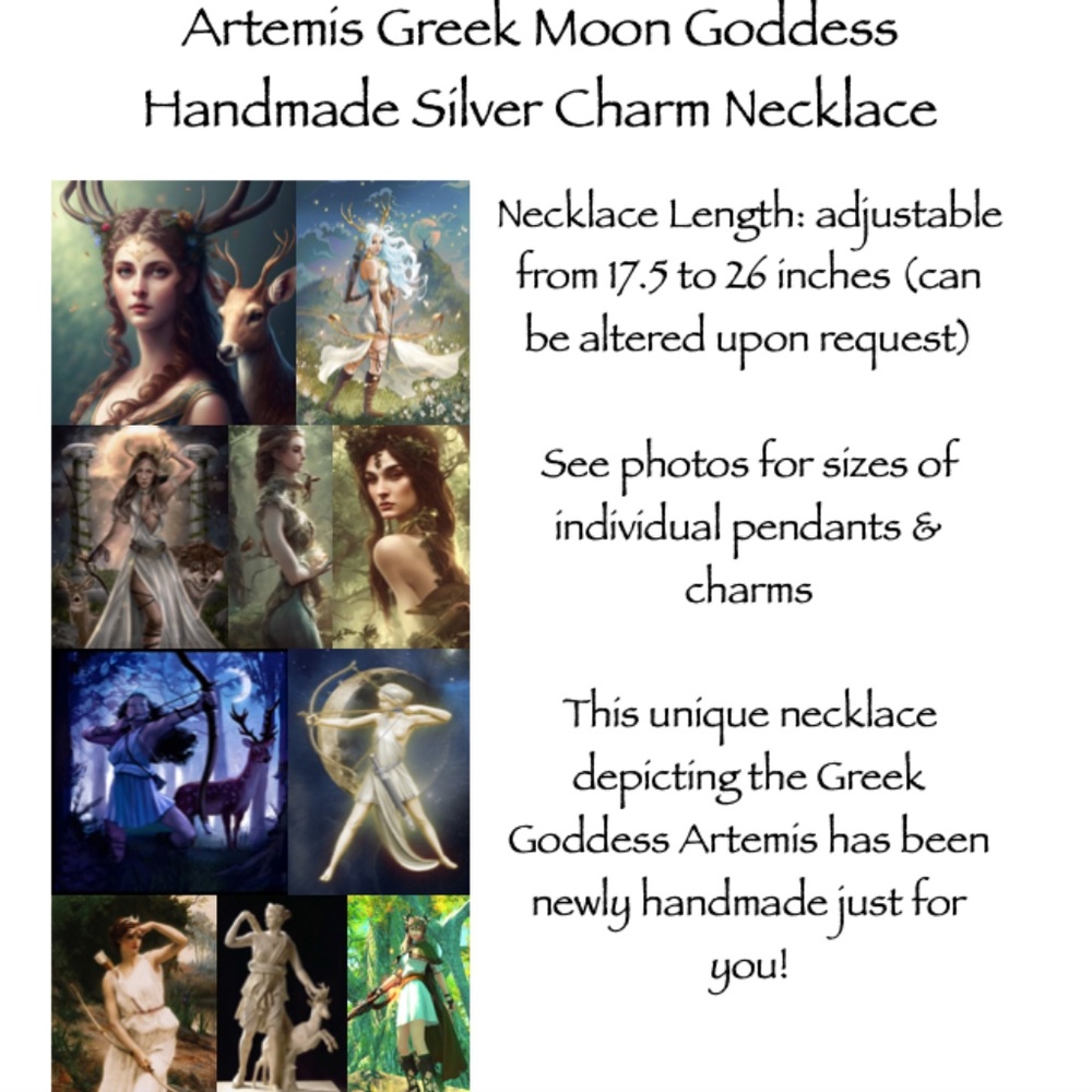 Artemis Diana Greek Roman Goddess of Moon & Hunt Handmade Necklace, Blue Druzy - Picture 15 of 16